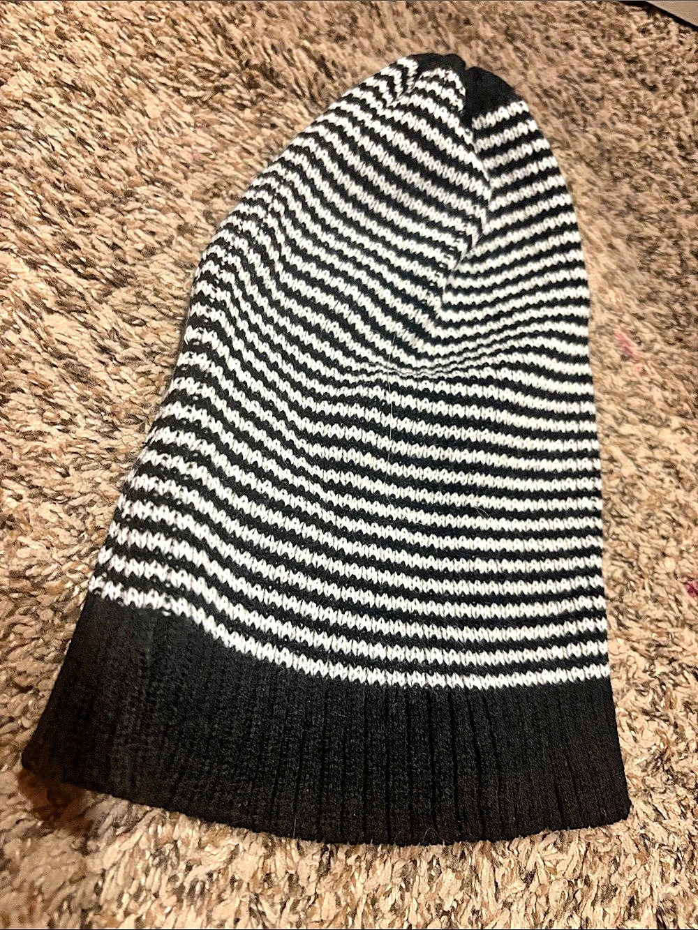 BDG Black & White Striped Knit Hat